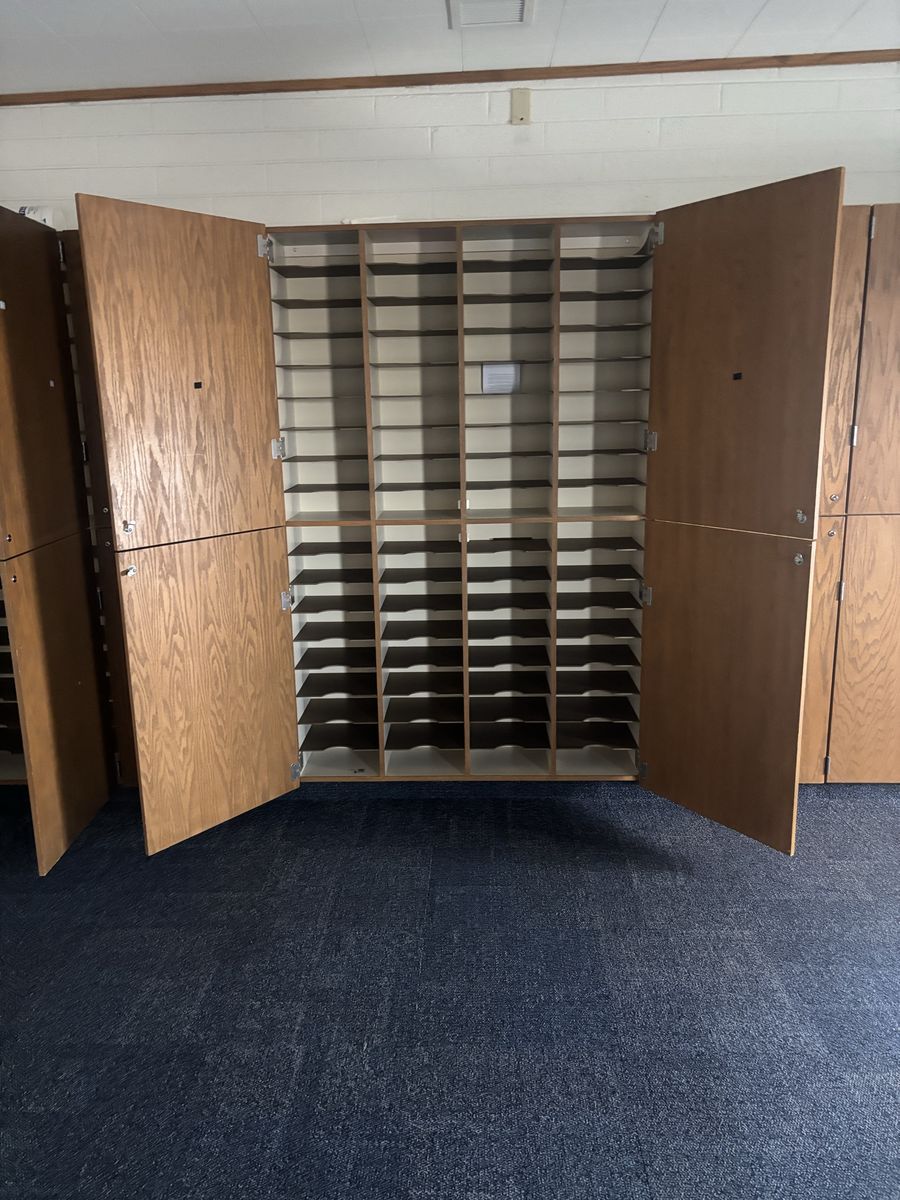FREE Large Wooden Mail Sorter Cabinet with 100+ Slots - Office or School Storage