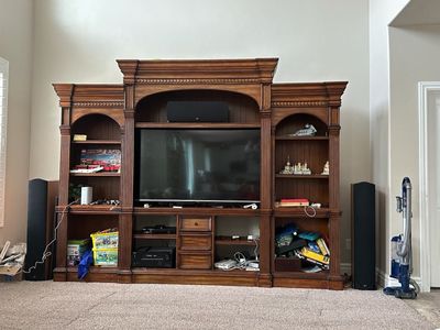 Large Wooden Entertainment Center / Wall Unit with Storage