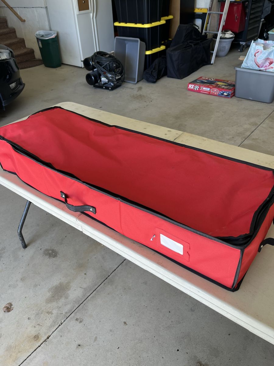 Red Christmas Gift Wrap Storage Bag Organizer with Dividers, Holds Multiple Rolls & Accessories
