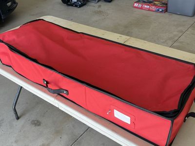 Red Christmas Gift Wrap Storage Bag Organizer with Dividers, Holds Multiple Rolls & Accessories