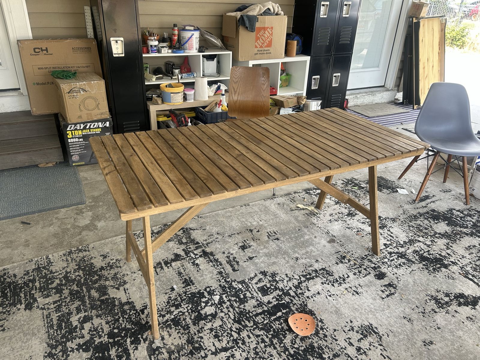 Wooden Slatted Outdoor Dining Table 30x60”