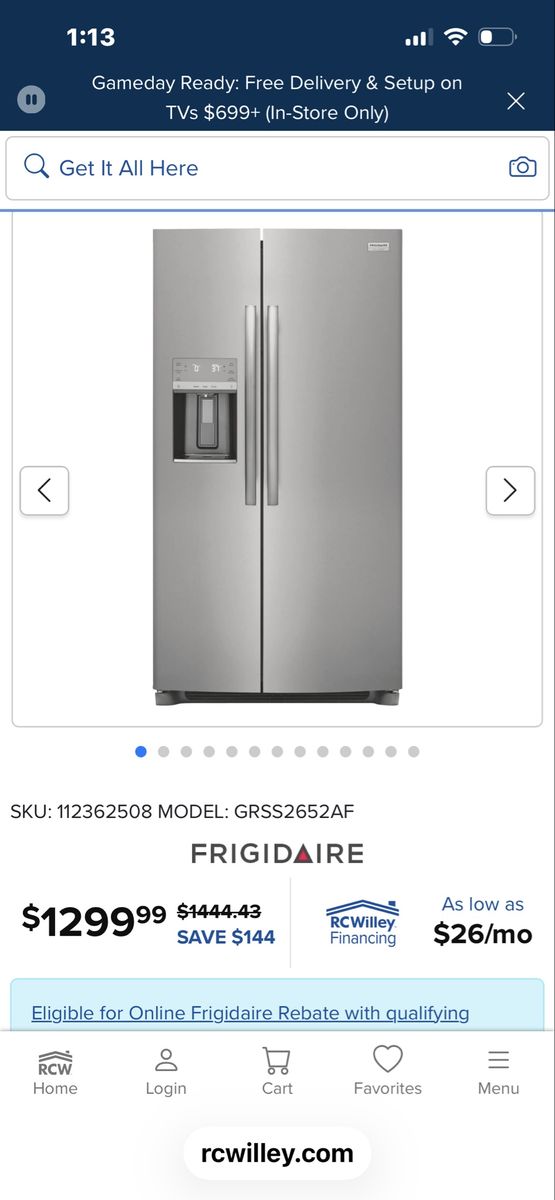 $650 OBO 2025 FRIGIDAIRE GALLERY FRIDGE COUNTER