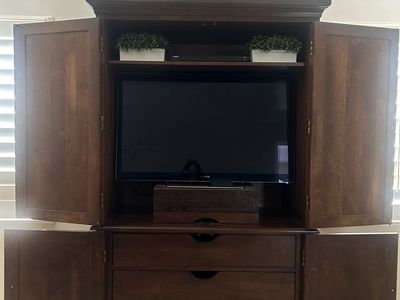 Wooden Entertainment Center Armoire with TV Cabinet & Storage Drawers