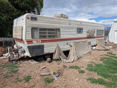 FREE Terry RV Project Travel Trailer - Partially Gutted Interior, Missing Wheels - Free to Haul