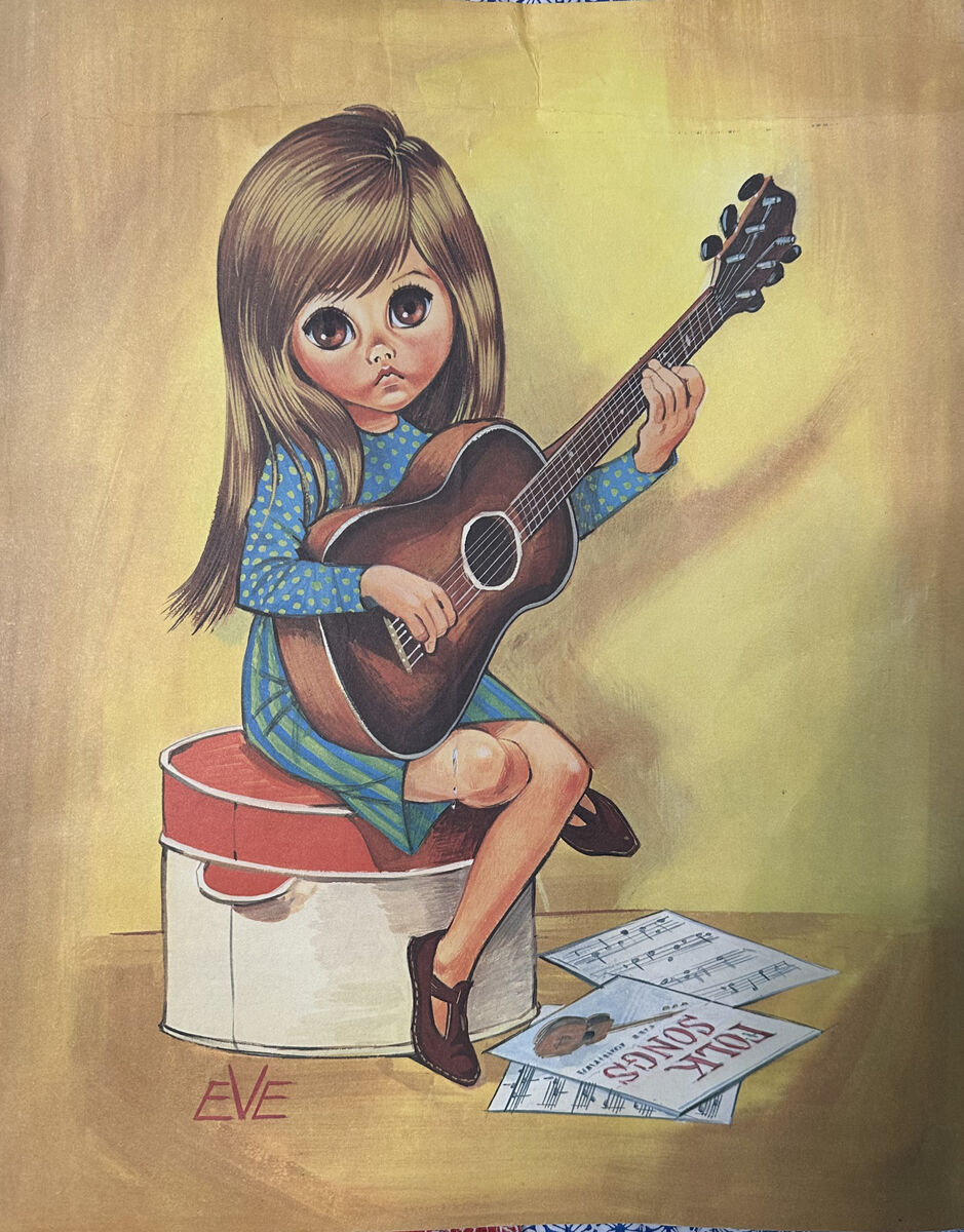 Vintage 1960's Big Eyes Lithograph Prints by EvE