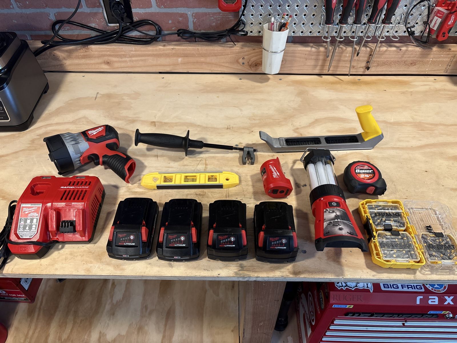 Milwaukee M1 18 batteries/charger/lights and more