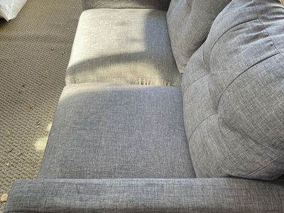 Gray Fabric Loveseat Sofa with Tufted Back Cushions - Used Good Condition