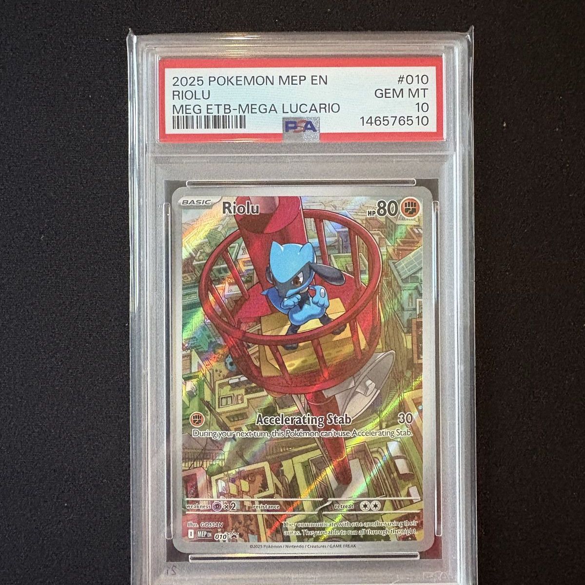 2025 Pokemon Riolu 10 ETB Mega Lucario PSA Mint 10