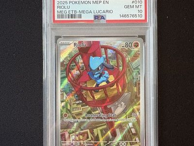 2025 Pokemon Riolu 10 ETB Mega Lucario PSA Mint 10