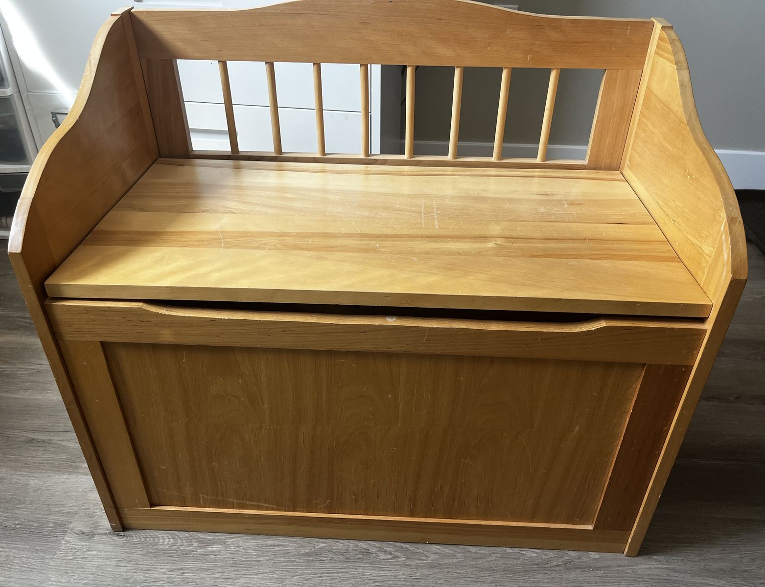 Solid pine wood toy box storage chest bench