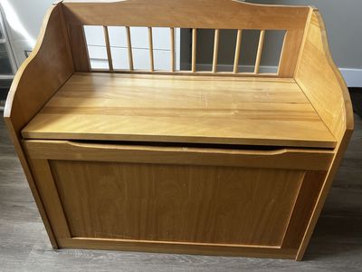 Solid pine wood toy box storage chest bench