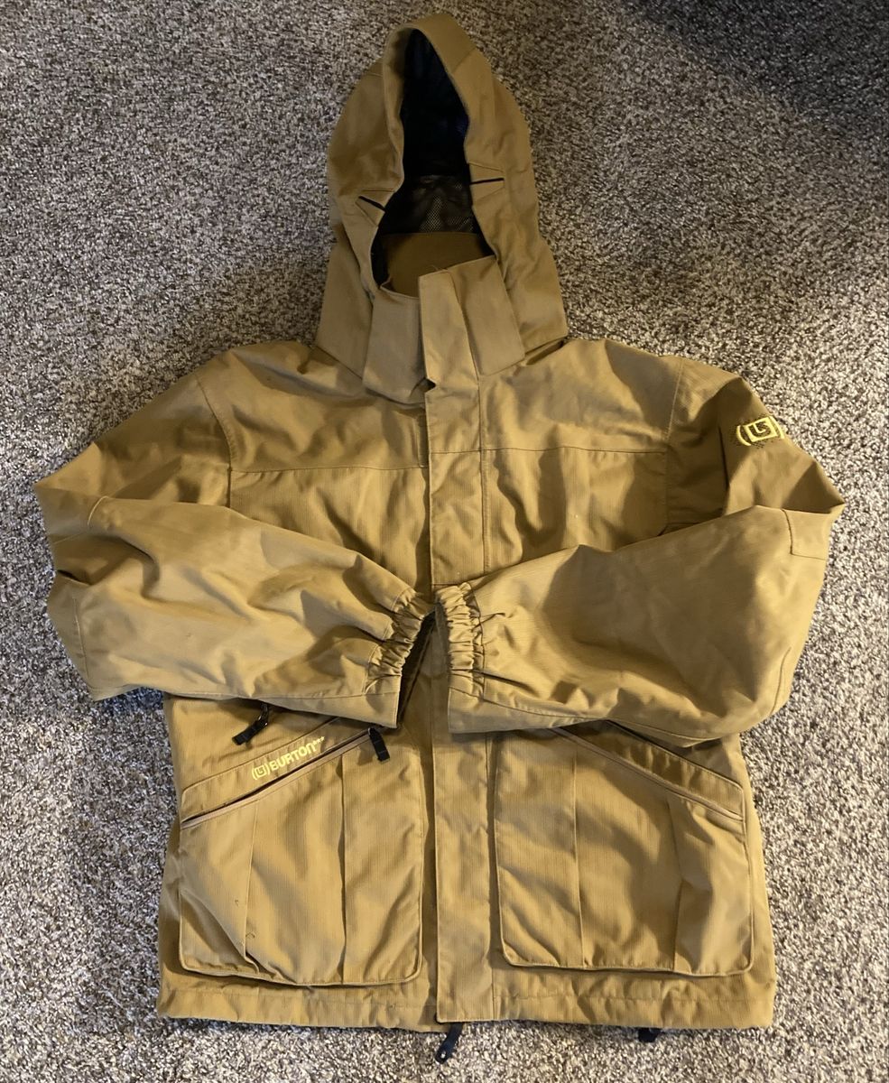 Burton Dryride Tan Snowboard Ski Jacket Men's Size M Waterproof Hooded Winter Coat