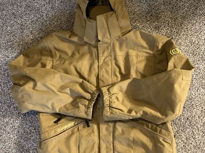 Burton Dryride Tan Snowboard Ski Jacket Men's Size M Waterproof Hooded Winter Coat
