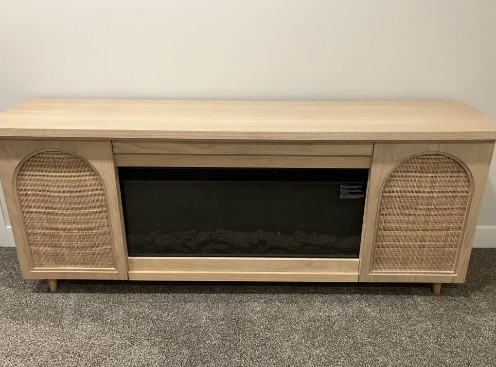 Dahlia 76 Electric Fireplace/TV Stand - White Oak
