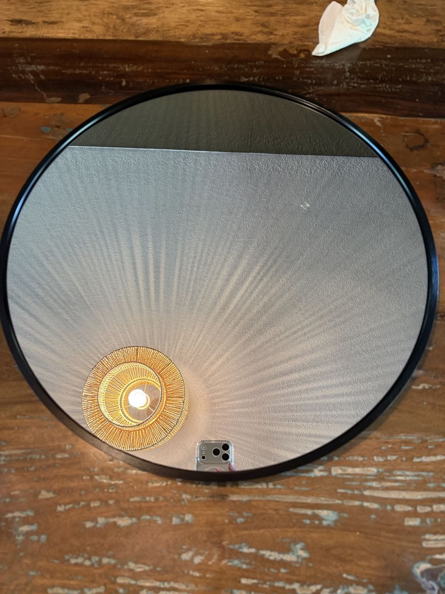 Round Wall Mirror with Black Frame - Modern Home Decor Accent