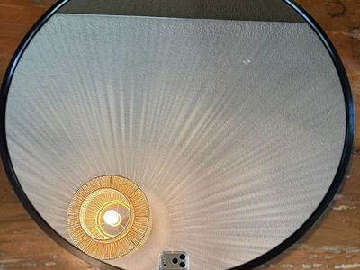 Round Wall Mirror with Black Frame - Modern Home Decor Accent
