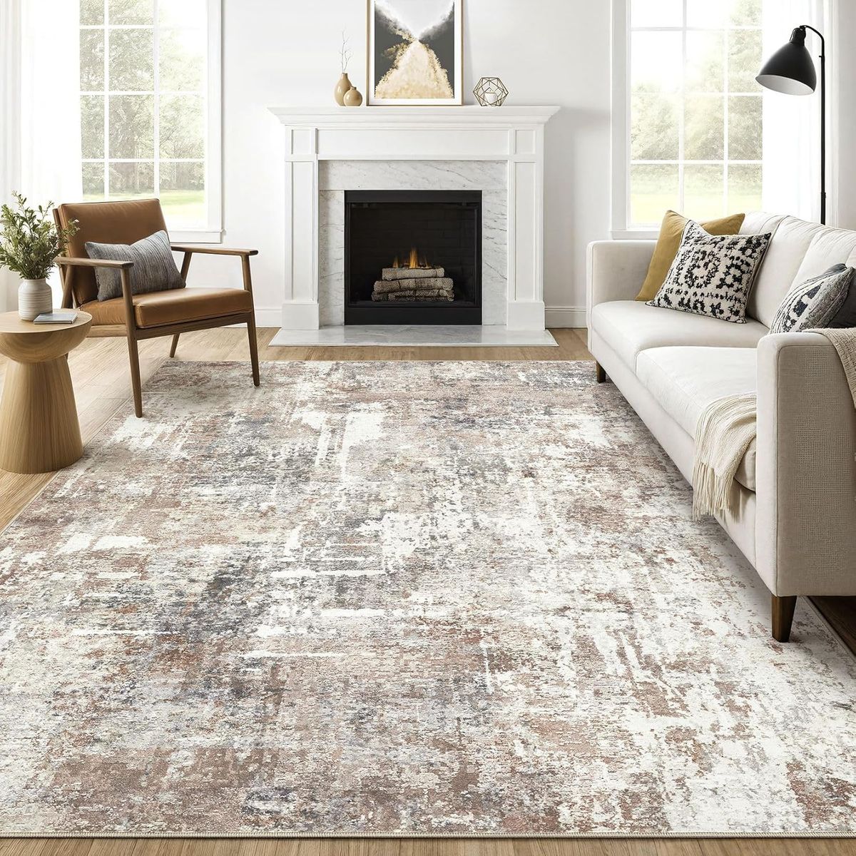 NEW 8x10 Area Rugs Living Room: Washable Large Abstract Modern Soft Rug