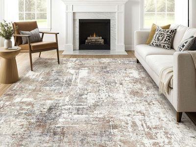 NEW 8x10 Area Rugs Living Room: Washable Large Abstract Modern Soft Rug