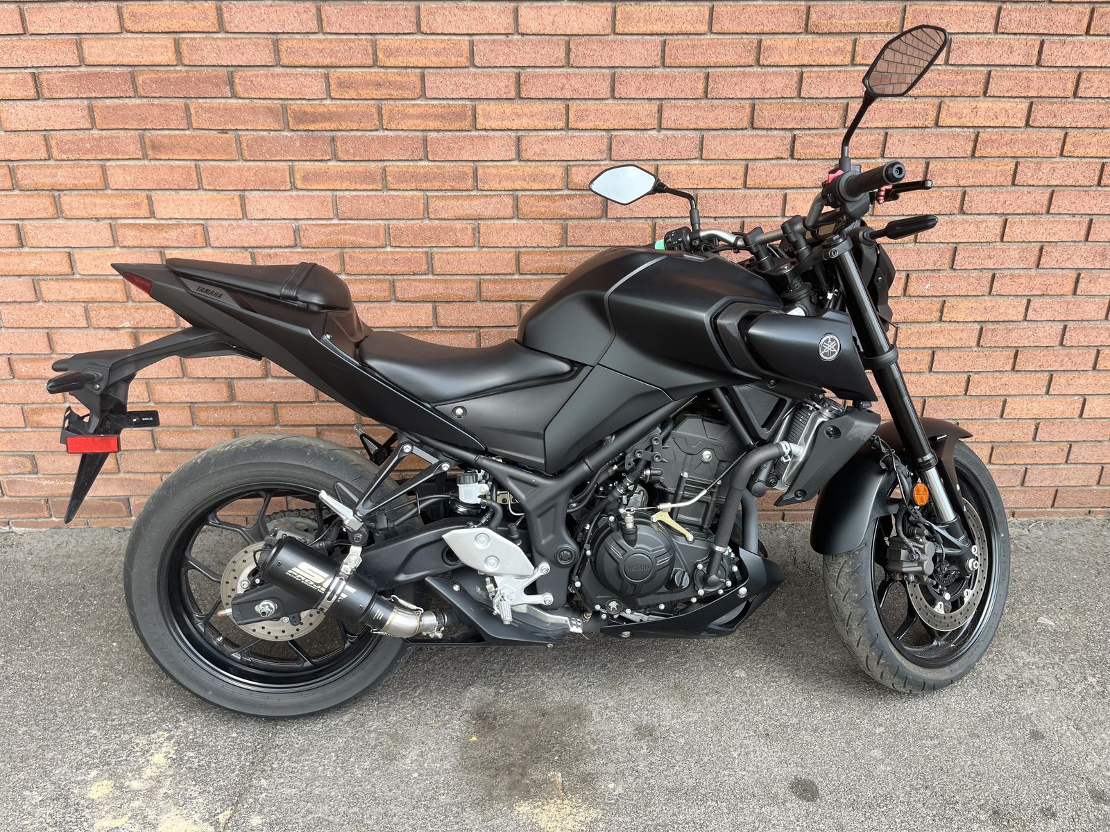 2023 Yamaha MT-03 MT03 Matte Black Naked Sport Bike with Aftermarket Exhaust