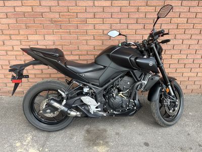 2023 Yamaha MT-03 MT03 Matte Black Naked Sport Bike with Aftermarket Exhaust