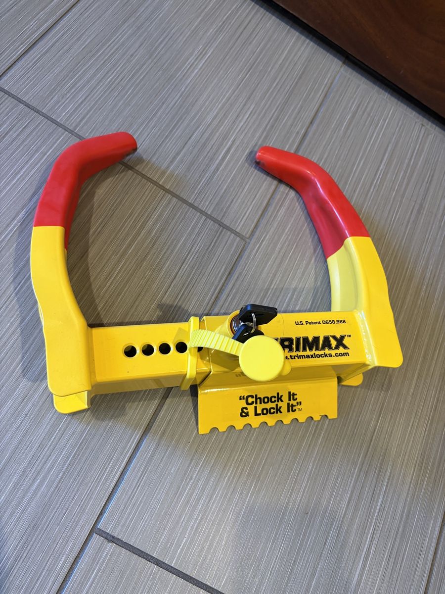 Trimax TRPCL300 'Chock It & Lock It' Wheel Chock Lock - Yellow/Red Anti-Theft Trailer Security
