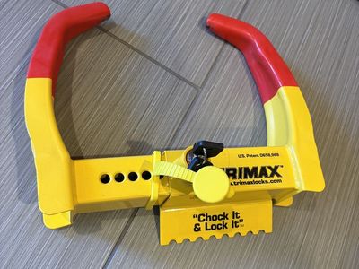 Trimax TRPCL300 'Chock It & Lock It' Wheel Chock Lock - Yellow/Red Anti-Theft Trailer Security