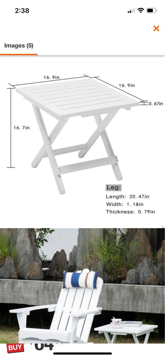 White Folding Outdoor Wooden Side Table (2available)