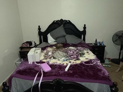 Free queen bed **mattress not included **