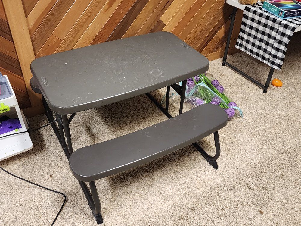 Lifetime Portable Folding Picnic Table with Benches - Gray, Indoor/Outdoor Use for kids