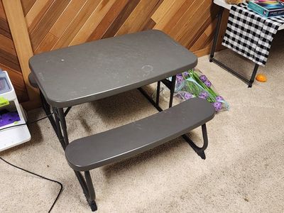 Lifetime Portable Folding Picnic Table with Benches - Gray, Indoor/Outdoor Use for kids