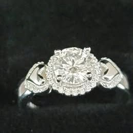 NEW! 1.17 Carat Round Cut Moissanite Ring VVS Clarity 18K Gold Plated Halo 925 Sterling Size 6