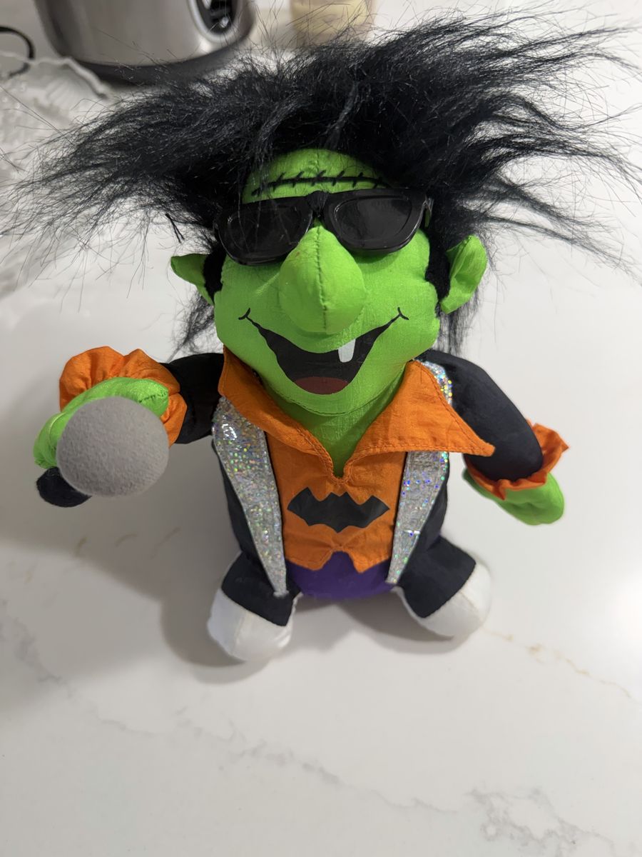 Singing Dancing Green Monster Plush Halloween Toy with Microphone