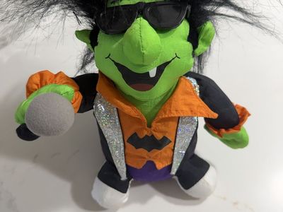 Singing Dancing Green Monster Plush Halloween Toy with Microphone