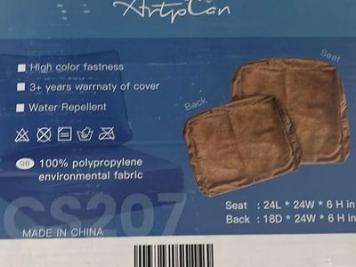 NEW Artplan Water Repellent Outdoor Patio Chair Cushion Cover Set, Copper Brown, 24"x24"x6 Seat, 18"x24"x6 Back (3 sets avail)