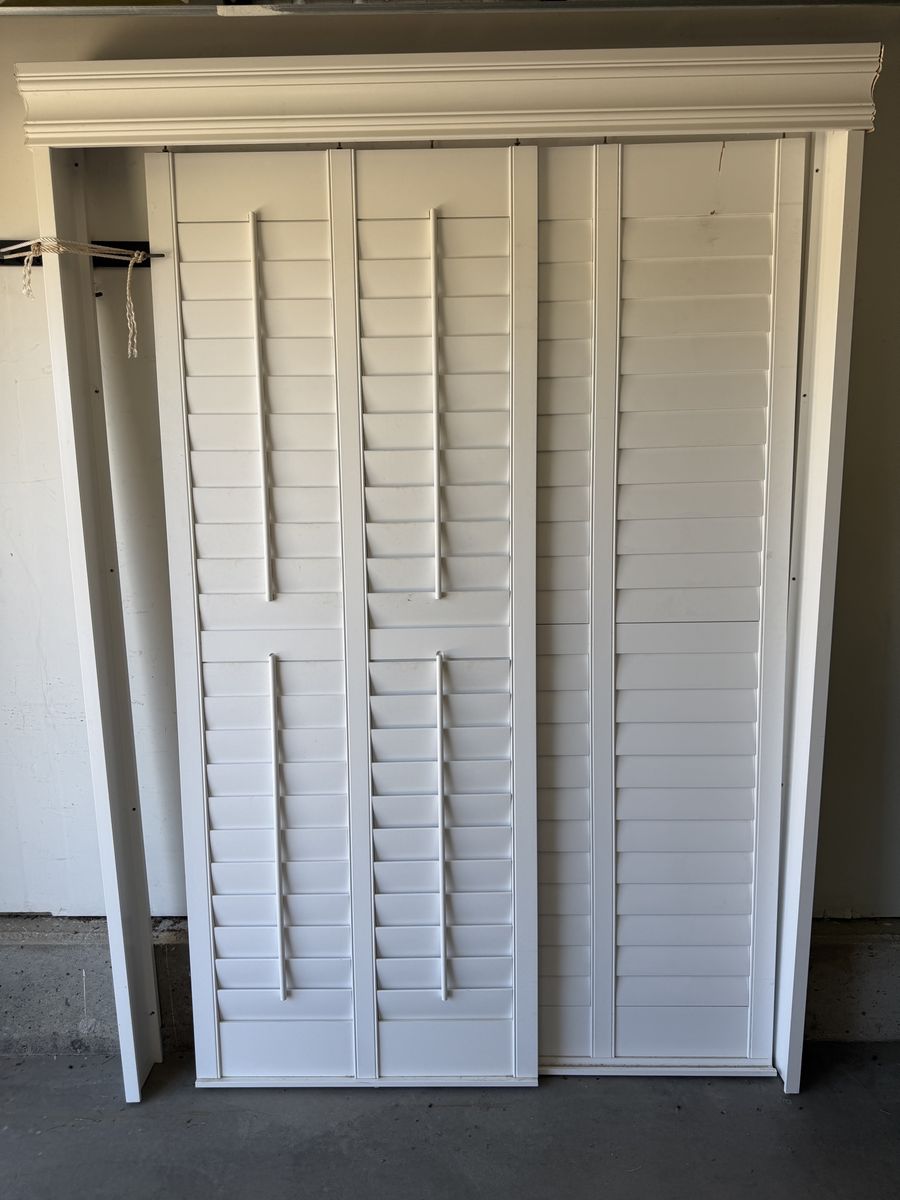 2-Door Bypass plantation blinds (two shutter panels slide past each other on a double track).