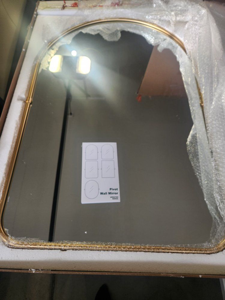 NEUTYPECHIC Gold Arch Pivot Wall Mirror - Arched Vanity Bathroom Mirror (New) 24 x 36