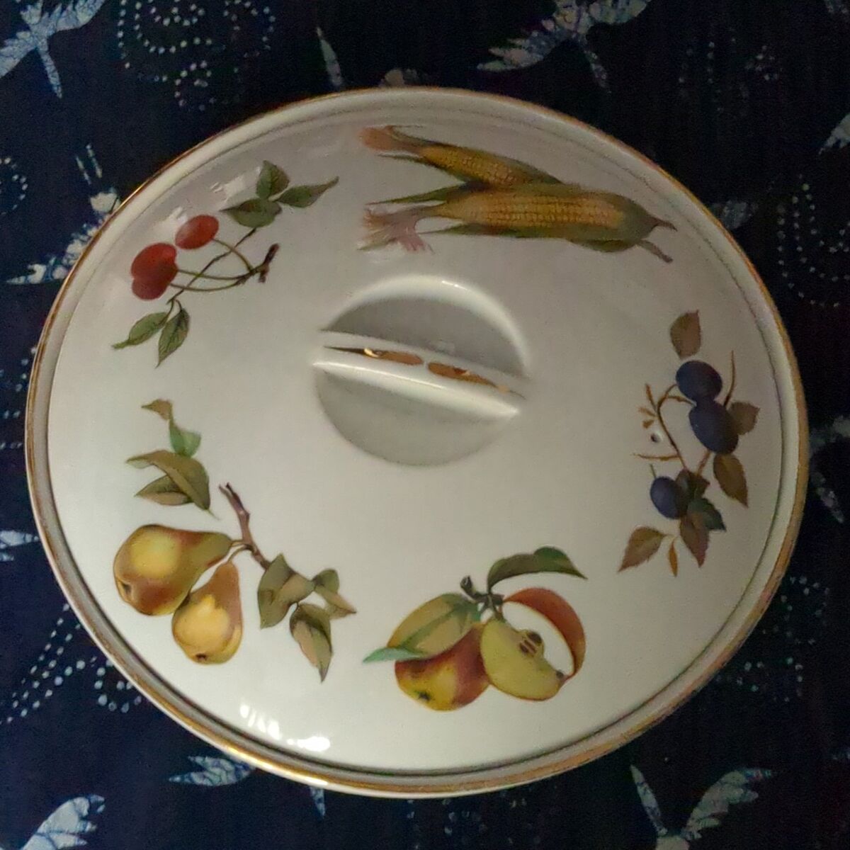Golden rim serving dish made in England