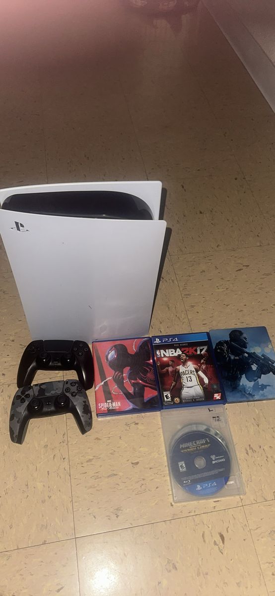 PS5 Console Bundle w/ 2 Controllers, Charging Dock, and 6 games