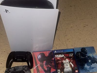 PS5 Console Bundle w/ 2 Controllers, Charging Dock, and 6 games