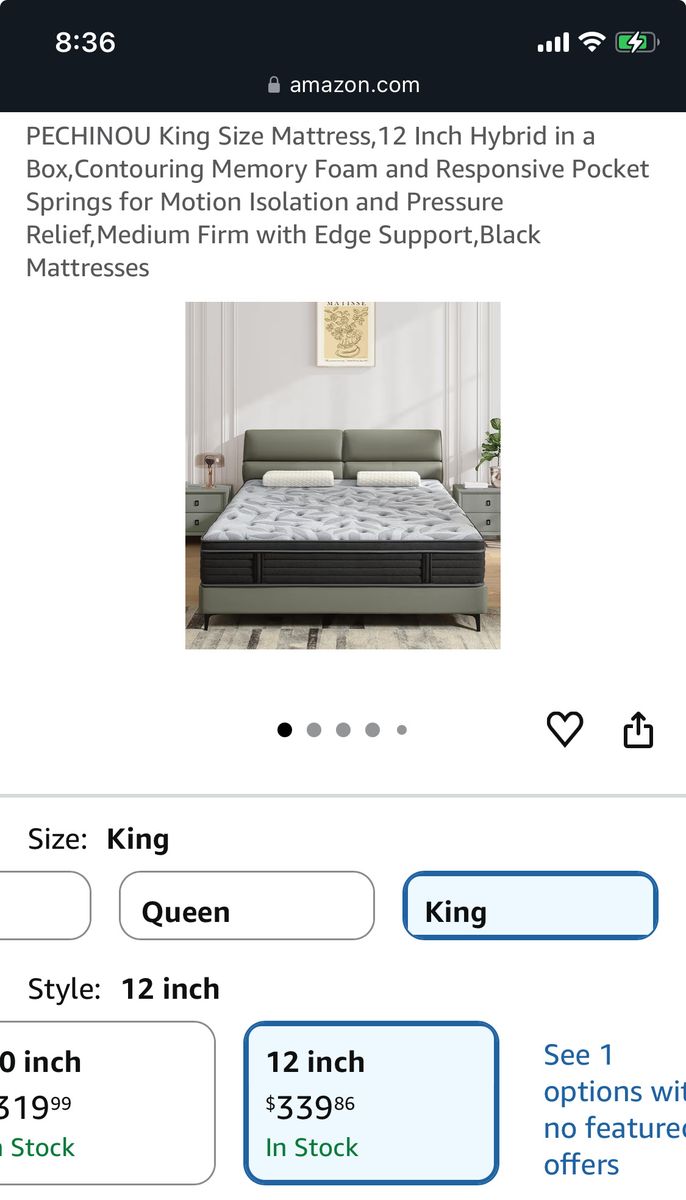 12 inch king hybrid mattress, brand new