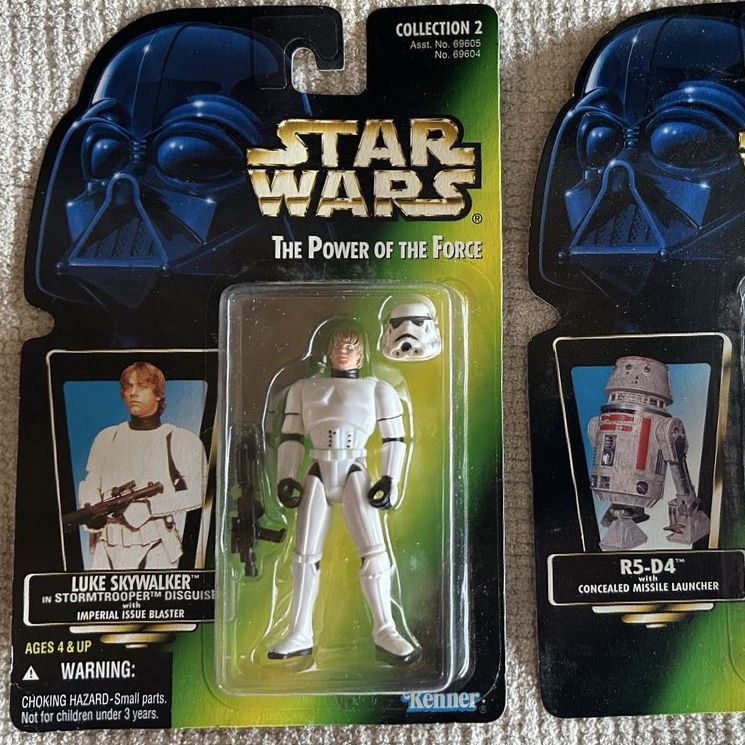 Vintage Kenner Star Wars Power of the Force Luke Skywalker with Stormtrooper disguise and Imperial Blaster Rifle Action Figure