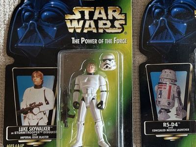 Vintage Kenner Star Wars Power of the Force Luke Skywalker with Stormtrooper disguise and Imperial Blaster Rifle Action Figure