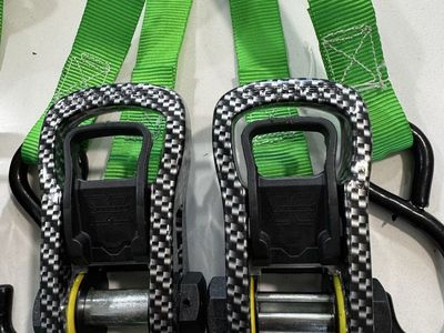 Ratchet Straps - Green Heavy Duty Tie-Downs, Checker Pattern, Adjustable, 4-Pack $11.98