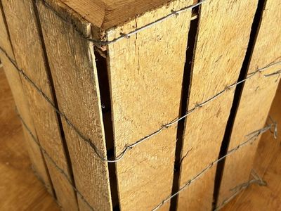 Enclosed Vintage Wooden Wire-Bound Apple Bushel Crate - Rustic Farmhouse Decor Storage