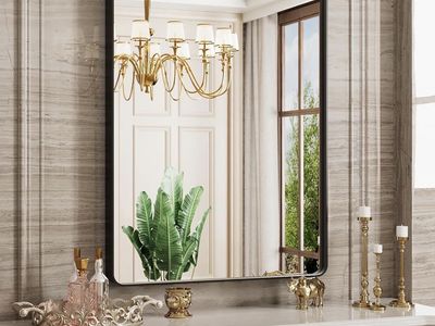 22x30 Bathroom Mirror Black Metal - New