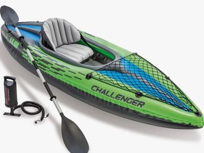 Intex Challenger K1 Inflatable Kayak Set with Paddle & Pump - Green/Black, 1-Person