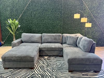 THOMASVILLE FABRIC SECTIONAL WITH CHAISE + OTTOMAN