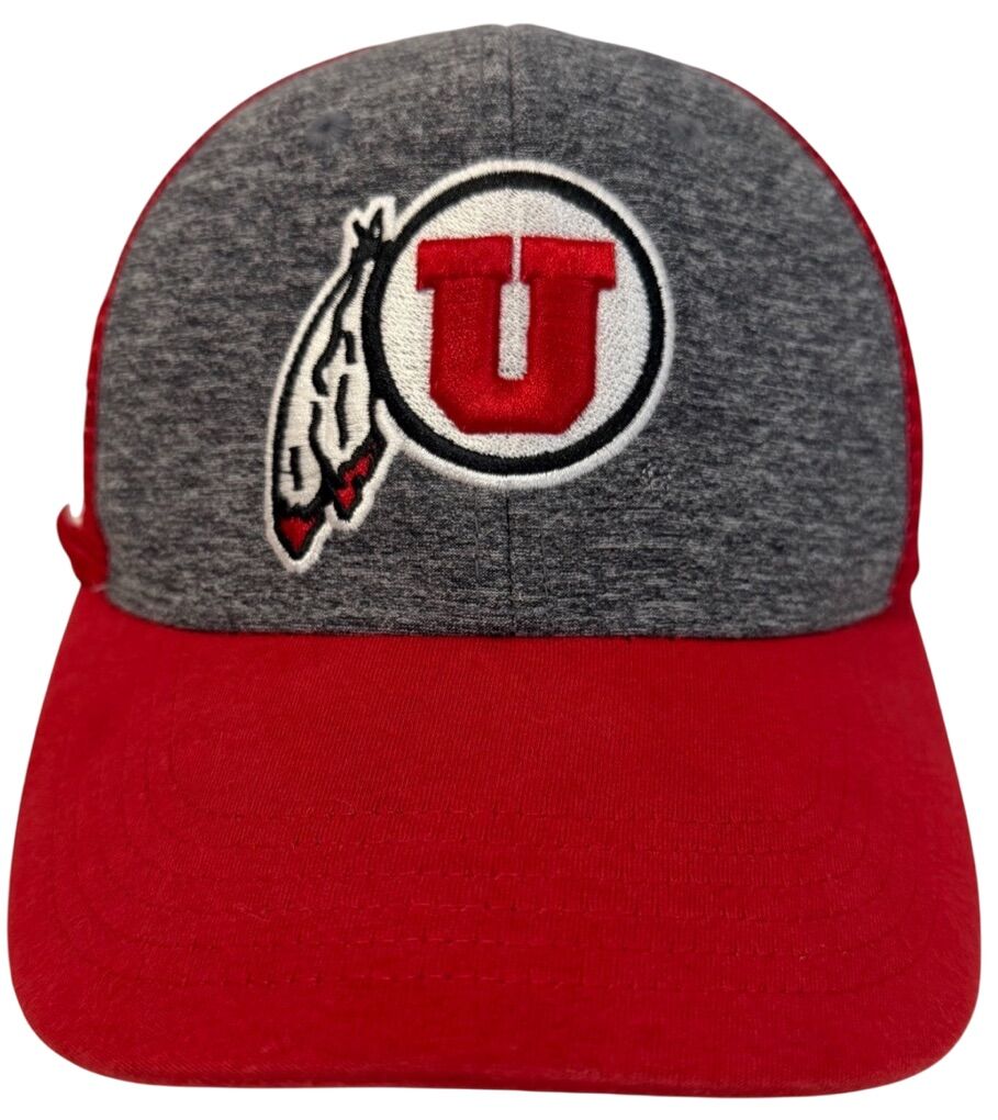 Utes Heather Gray & Red Trucker Style Snapback