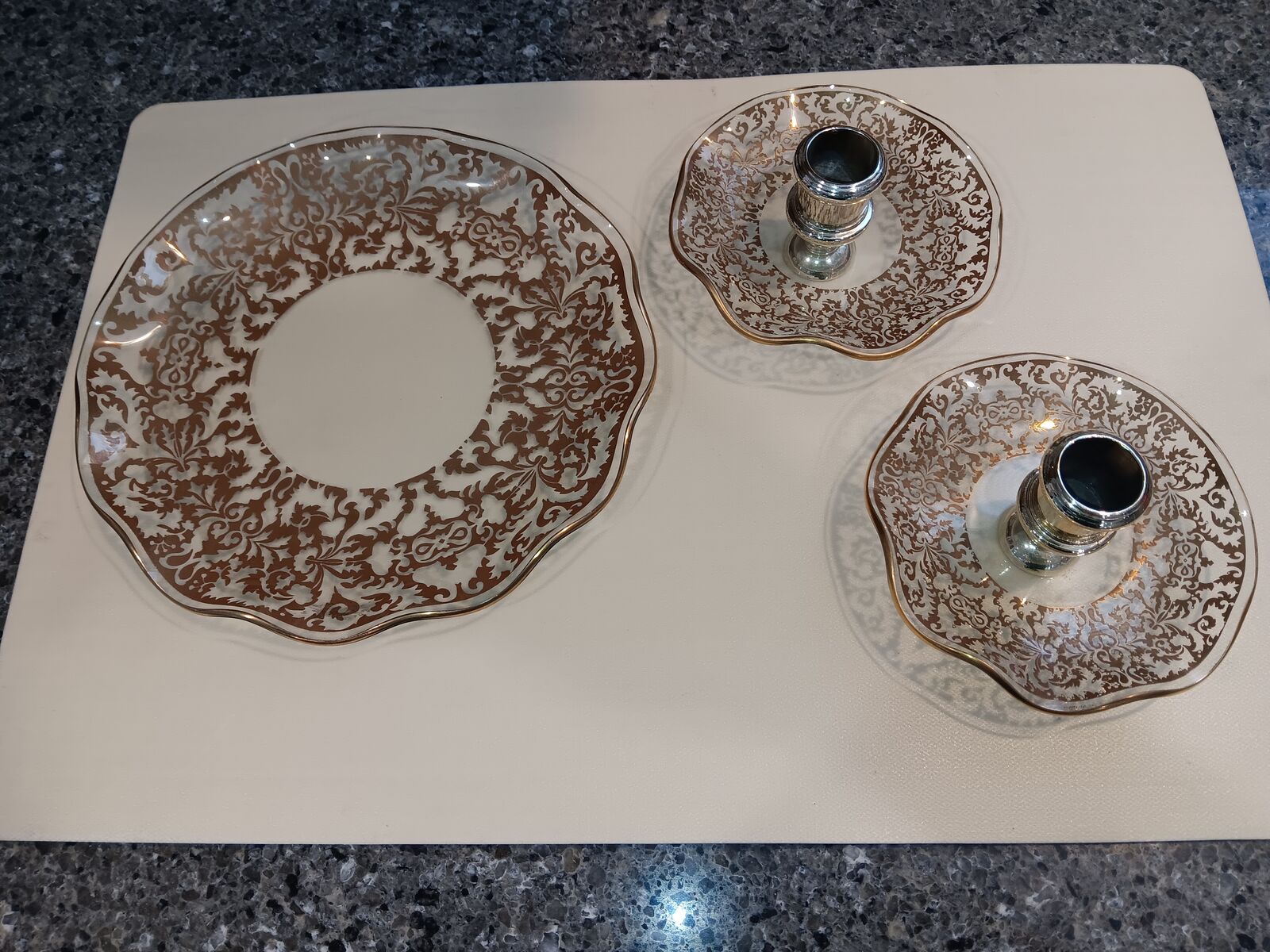 Vintage Candlestick Holders and Plate