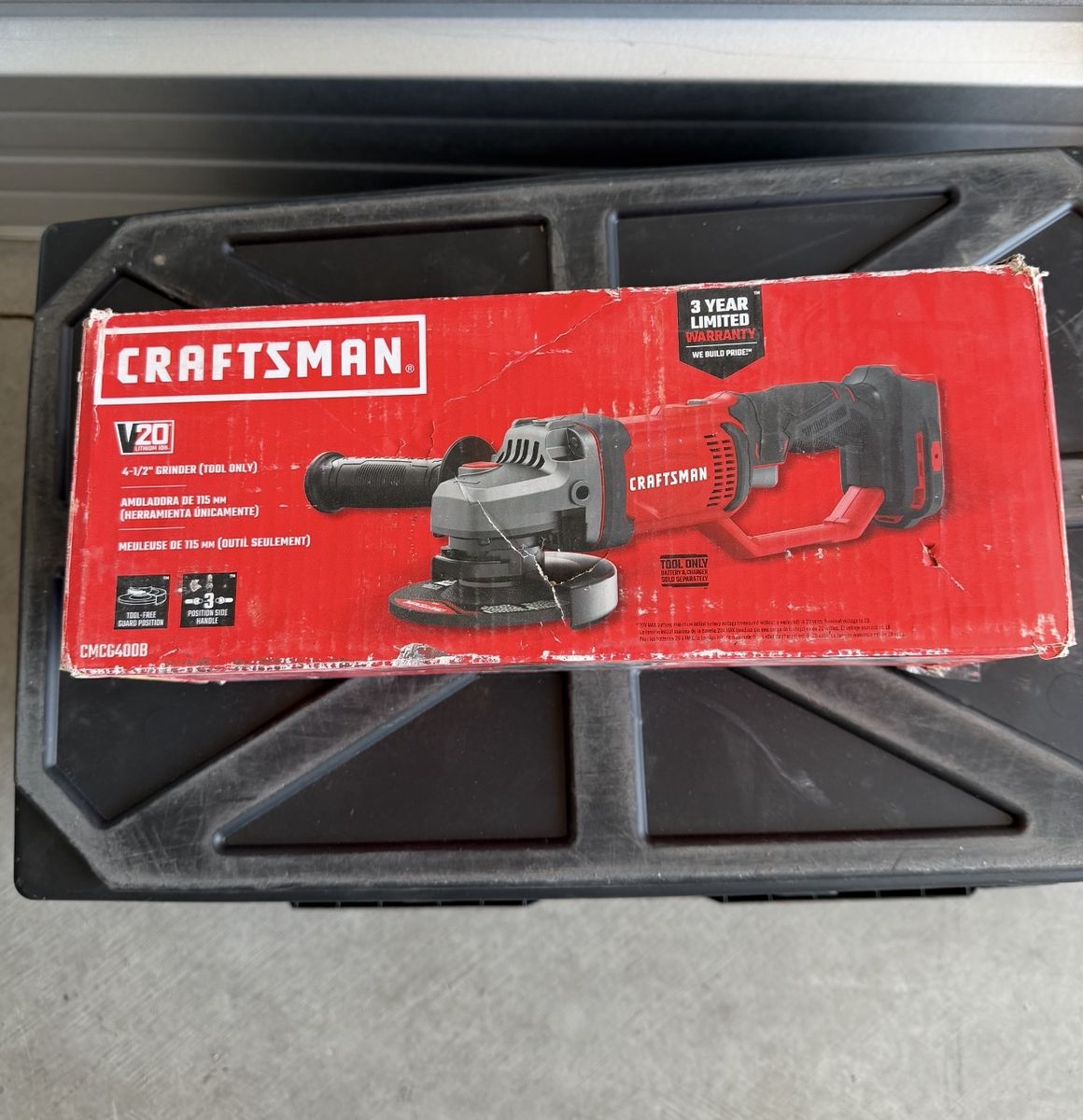 Craftsman V20 4-1/2 Inch Cordless Angle Grinder (Tool Only) CMCG400B